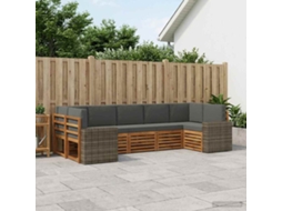 Vidaxl Conjunto De Sofás Para Exterior 7 Unid. Natural E Antracite