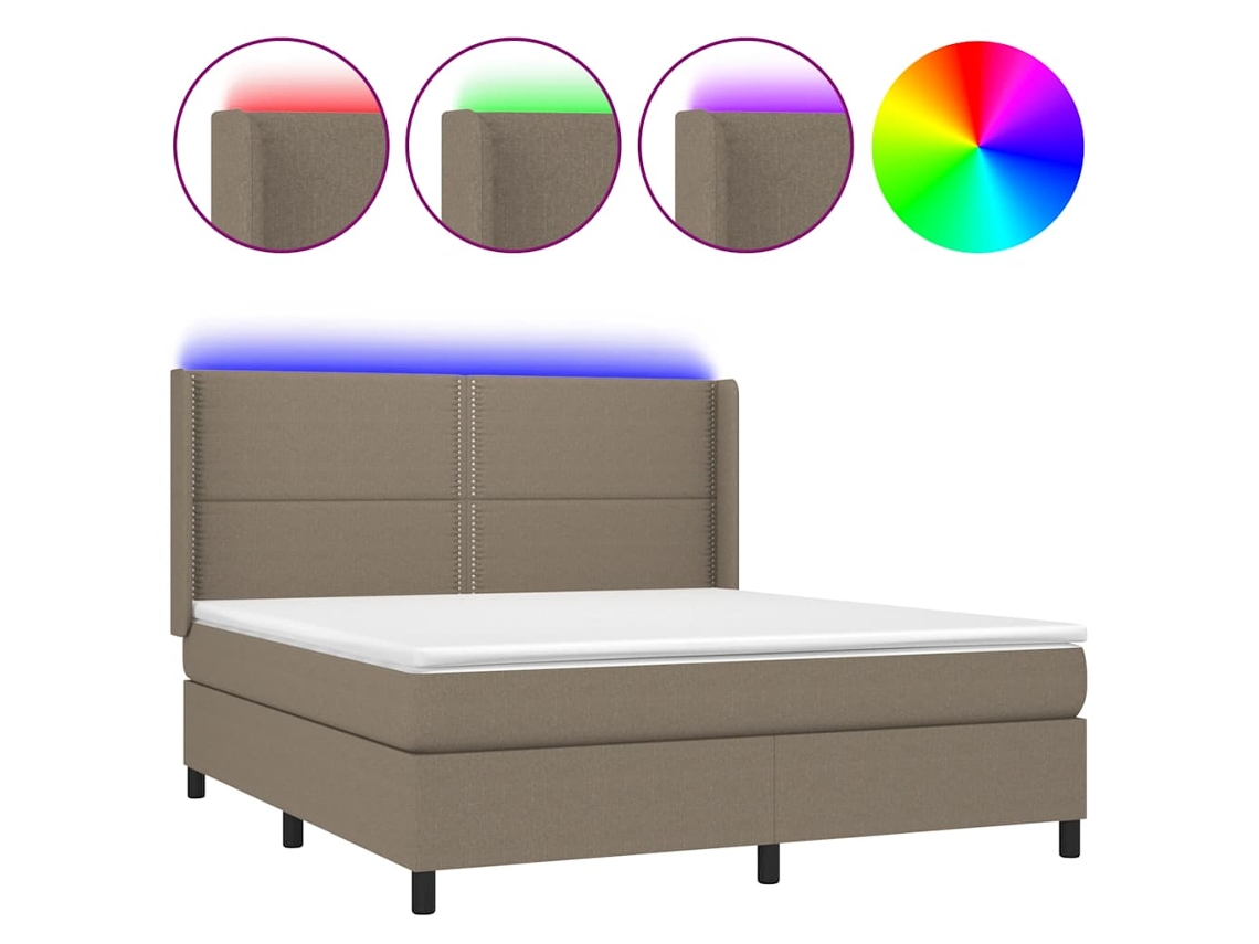 Box Spring Bed, Box Spring Beds Vidaxl Cinzento-acastanhado Tecido (180 X 200 Cm)
