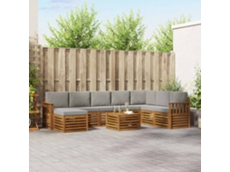 Vidaxl Conjunto De Sofás Para Exterior 9 Unid. Cinza Natural E Claro
