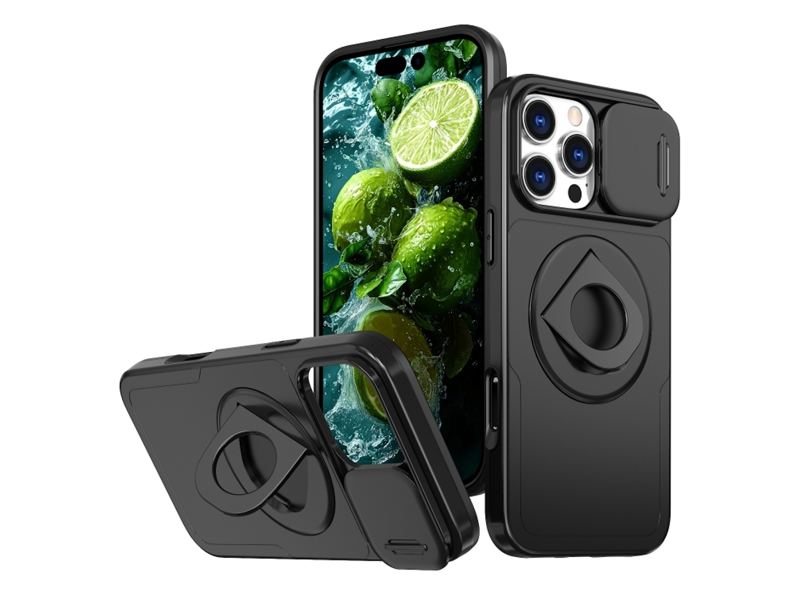 Capa Zruxe Compativel Com Iphone 16 Pro (camshield - Magsafe - Ring Holder - Armor - Preto)
