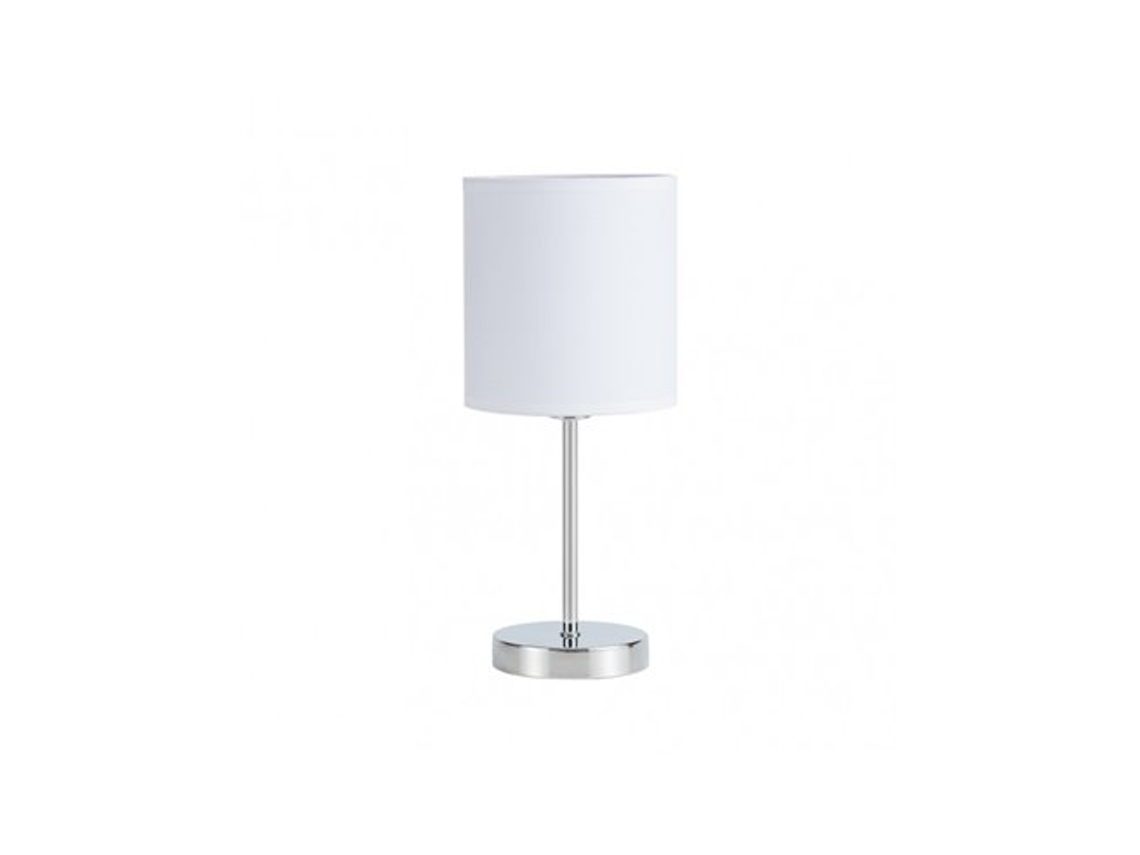 Candeeiro De Mesa Chanza 1xe14 Cromo Com Tela Branca 37x16x16 Cm Fabrilamp