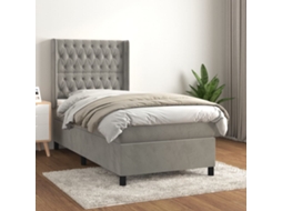 Cama Com Molas/colchão 90x200 Cm Veludo Cinza-claro