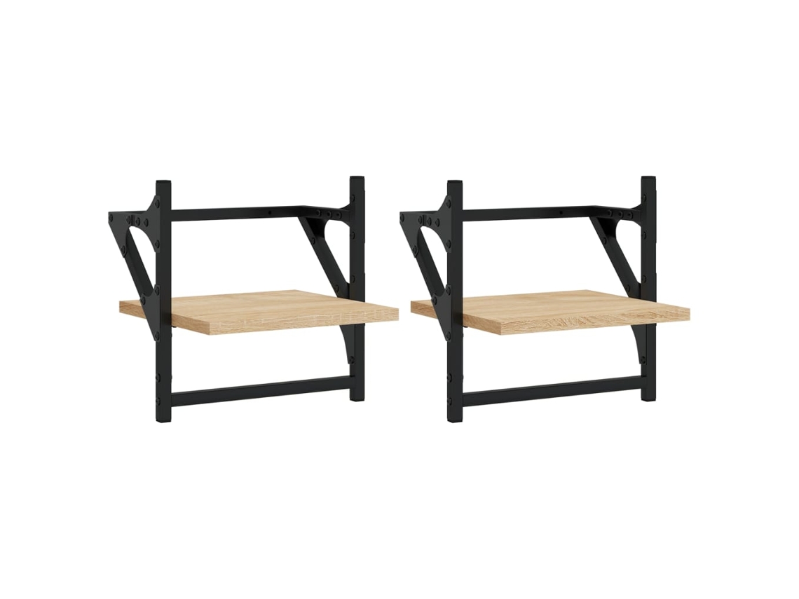 Prateleiras de Parede com Barras Conjunto de 2 Carvalho Sonoma MAISON EXCLUSIVE (30x25x30 cm)