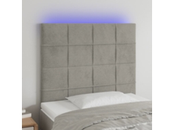 Cabecero de terciopelo con luces LED 90x5x118/128cm Gris Claro