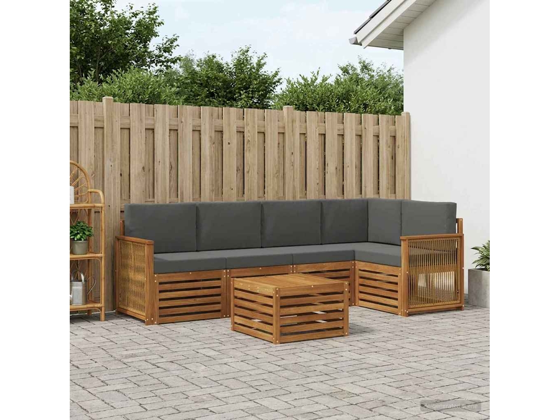 Vidaxl Conjunto De Sofá Sectional 5 Pcs Natural E Antracite