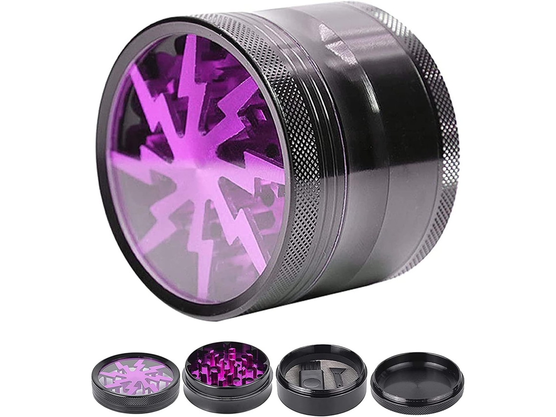 Moedor de especiarias de 2,5 polegadas, 4 peças, mini moedor portátil de metal, triturador com raspador de pólen.