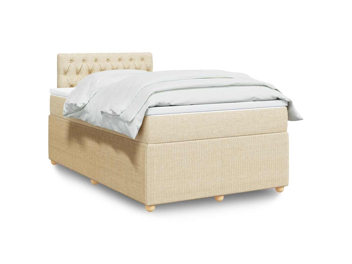 Vidaxl Cama Boxspring Com Colchão 120x190 Cm Tecido Cor Creme