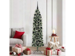 Vidaxl Árvore Slim De Natal Artificial Verde E Branco 180 Cm