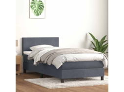 Vidaxl Cama Box Spring C/ Colchão E Led Cinza-escuro 80x210 Cm Veludo