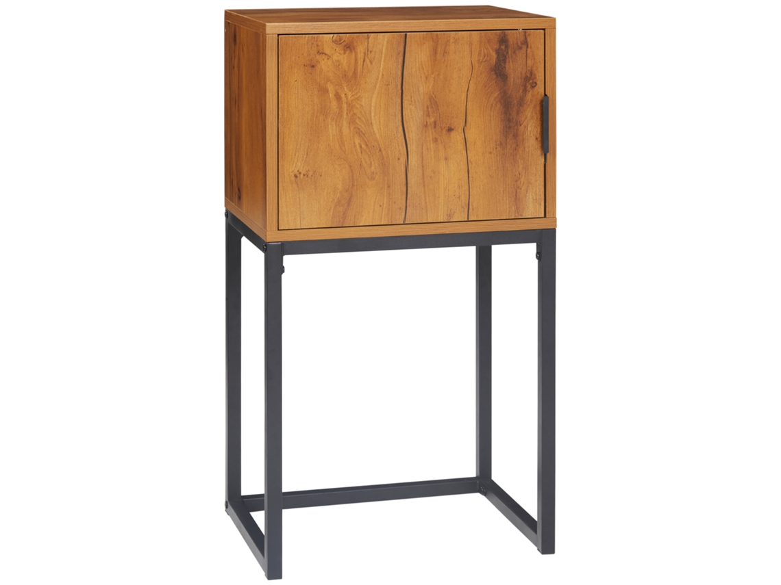 Mesa de Console Industrial, Mesa Lateral, Aparador, 1 Gabinete, Marrom + Preto Ge