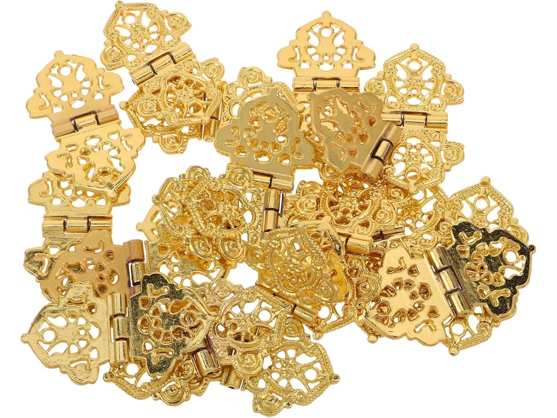 Conjunto De 20 Dobradiças Antigas Metal Com Design Decorativo Gravado