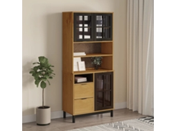 Vitrina alta Flam con puertas de cristal 80x40x180 cm Pino macizo