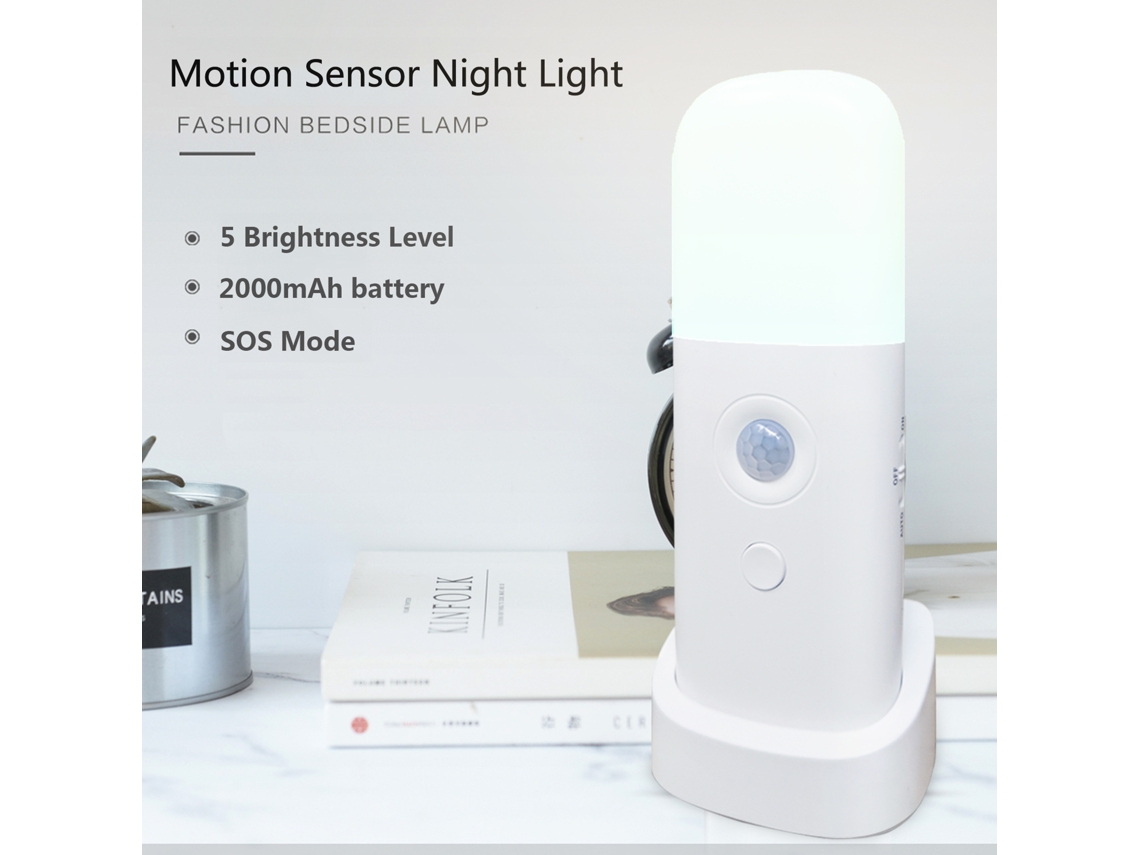 Lurelia, Luz Noturna Led, 1.2w, 5v, Sensor Pir, Recarregável Usb, Autoadesiva, Regulável, 5 Níveis, Branco, Corredor, Escadas, Versátil