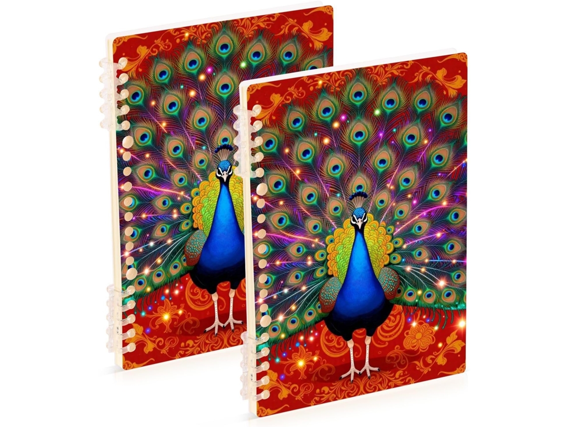 Conjunto de 2 Cadernos Espiral Luxo A5 com Detalhes em Dourado, Ideais para Escola e Escritório, 21,1 X 14,5 C
