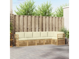 Vidaxl Conjunto De Sofás Para Exterior 6 Unid. Branco E Creme
