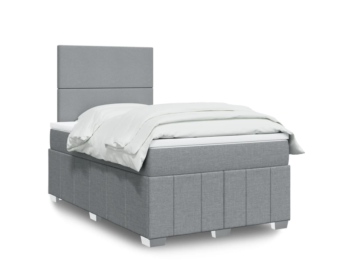 Vidaxl Cama Com Molas/colchão 120x200 Cm Tecido Cinza-claro
