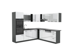 Cozinha de canto R-Line, 237 x 60 cm sem bancada, branco brilhante/Antracite, Vicco