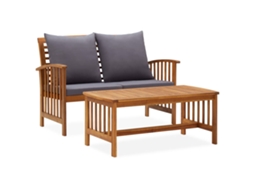 Vidaxl 2 Pcs Conjunto Lounge De Jardim C/ Almofadões Acácia Maciça
