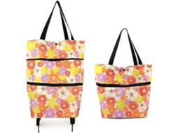 2 em 1 Carrinho Home Tote Saco de Compras Impermeável Capacidade Dobrável 15kg GOKOCO (laranja)