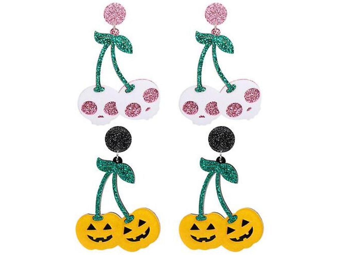 2026 pendientes de Clip de Aleación Con Diseño Creativo de Calabaza Y Esqueleto para Niñas