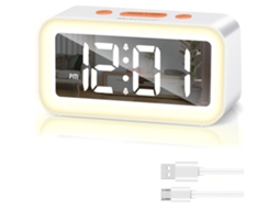 Despertador Digital De Cabeceira Com Alarmes Duplos, Sons De Despertar Altos E Claros Para Pessoas Com Sono Pesado, Tela Led Hd Com Brilho Ajustável,