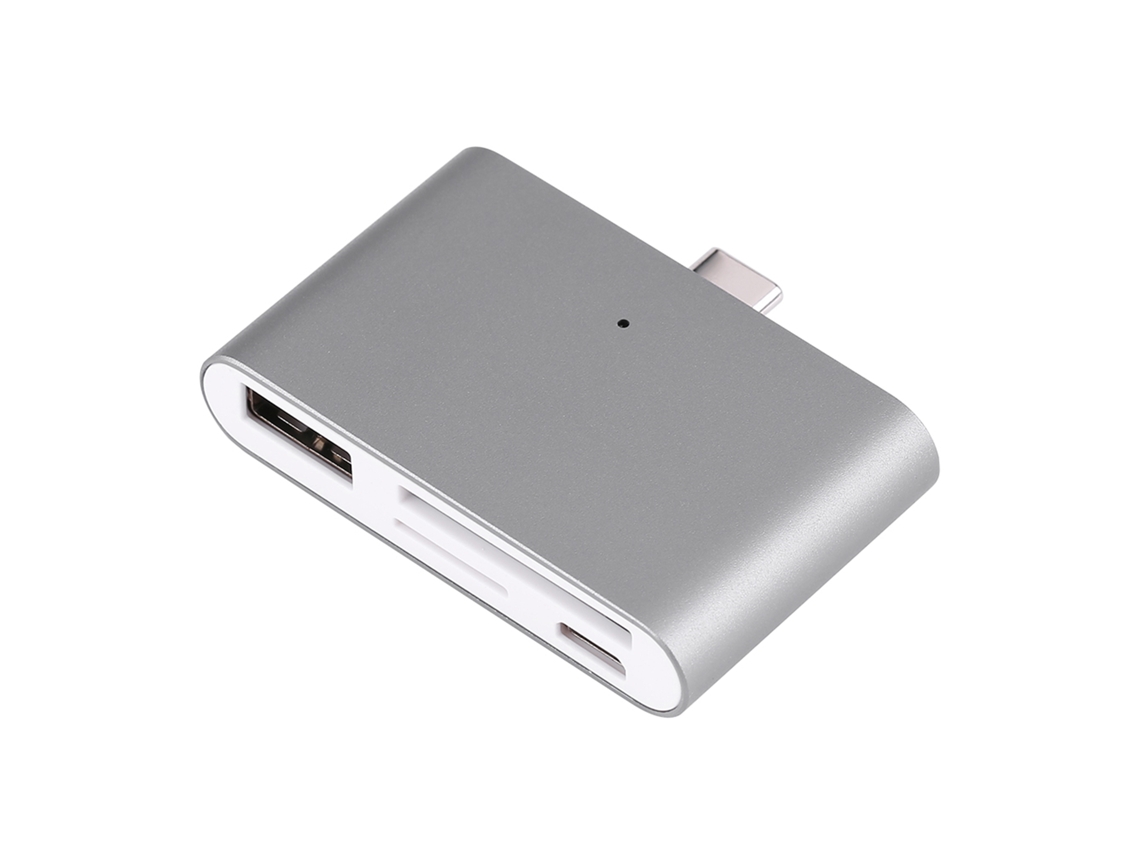 Leitor De Cartão Multifuncional Hub Com Função Otg, Compatível Com Celular E Computador (cinza Revólver)