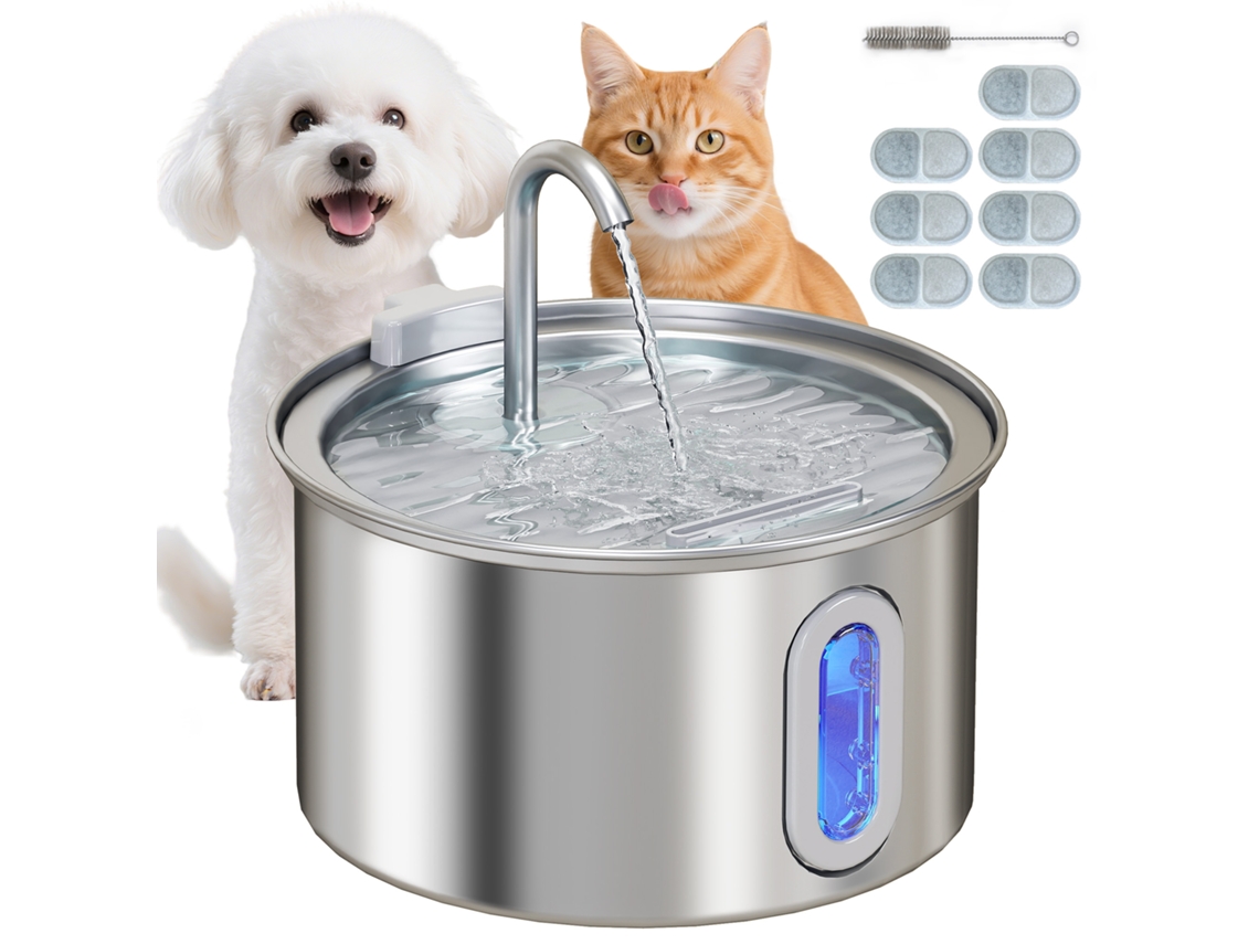 Fonte de água para gatos com luz LED e 2 modos S/MARCA 19.4x19.4x18.7cm prata
