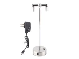 Lâmpada de Mesa Led Retro para Bar Cafépole Spotlight com Carregador Prata