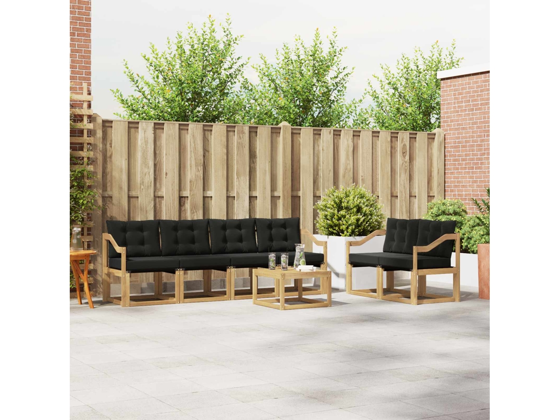 Vidaxl Conjunto De Sofás Para Exterior 7 Pcs Branco E Preto