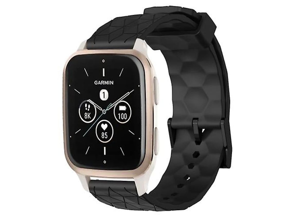 Lurelia Pulseira De Silicone 20 Mm Com Padrão Futebol E Cor Sólida, Compatível Garmin Forerunner Sq2 Music (preta)