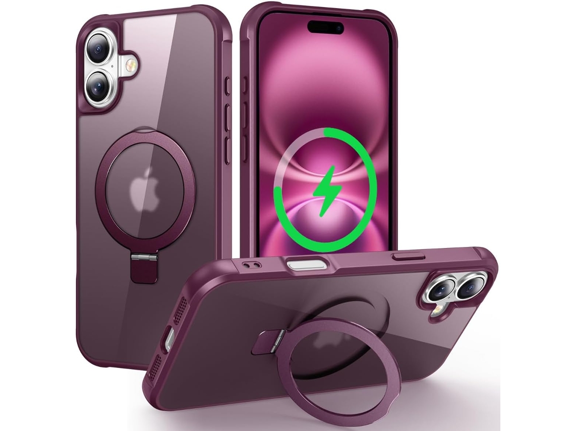 Capa Magnética Para Iphone 16plus , Rígida Translúcida Ultrafina Bordô
