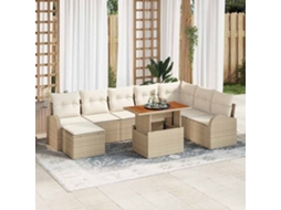 Vidaxl Conjunto De Sofá De Jardim 9 Unid. Bege Rattan Sintético