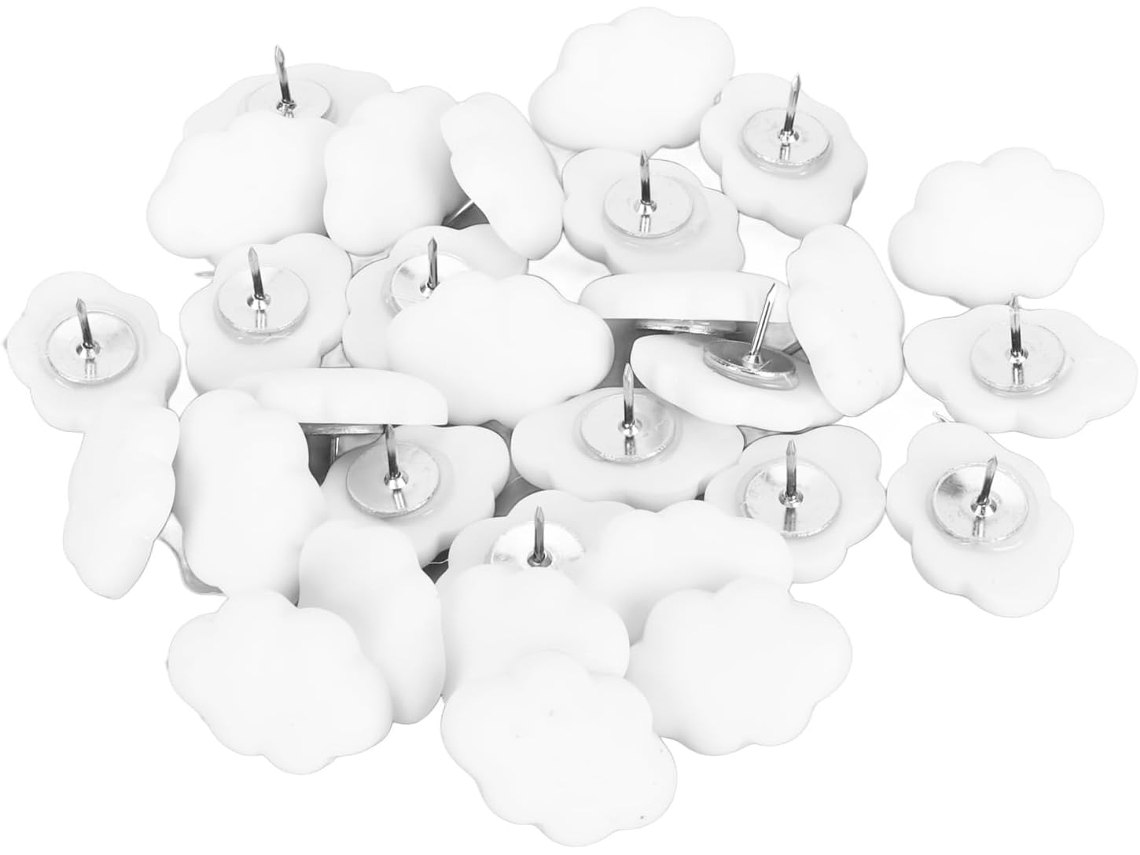 Sungooyue Alfinetes, Alfinetes de Resina Branca e Aço, 30 Peças com Caixa de Armazenamento, Alfinetes Decorativos Macios