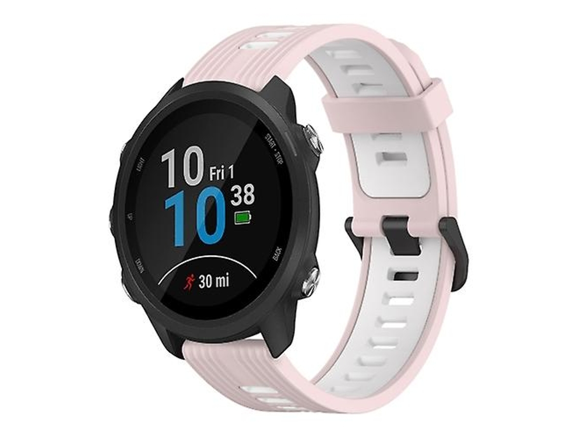 Pulseira De Silicone Rosa E Branca 20 Mm, Compatível Com Garmin Forerunner 245 Music.