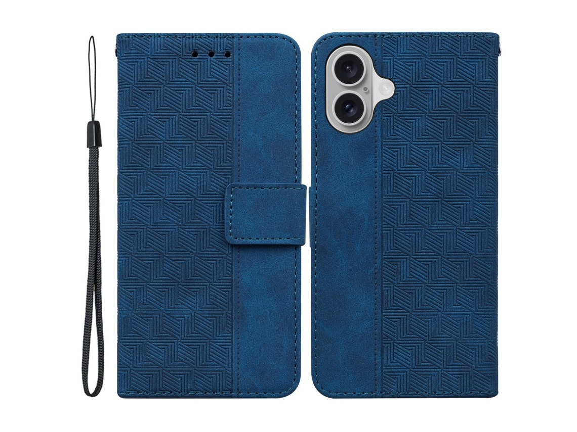 Capa Em Couro Pu Cor Azul, Para Apple Iphone 16