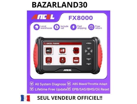 Bazarland30.ancel Fx8000 OBD2 Herramientas de diagnóstico para coche Lector de códigos de motor de sistema completo Eau Profesional