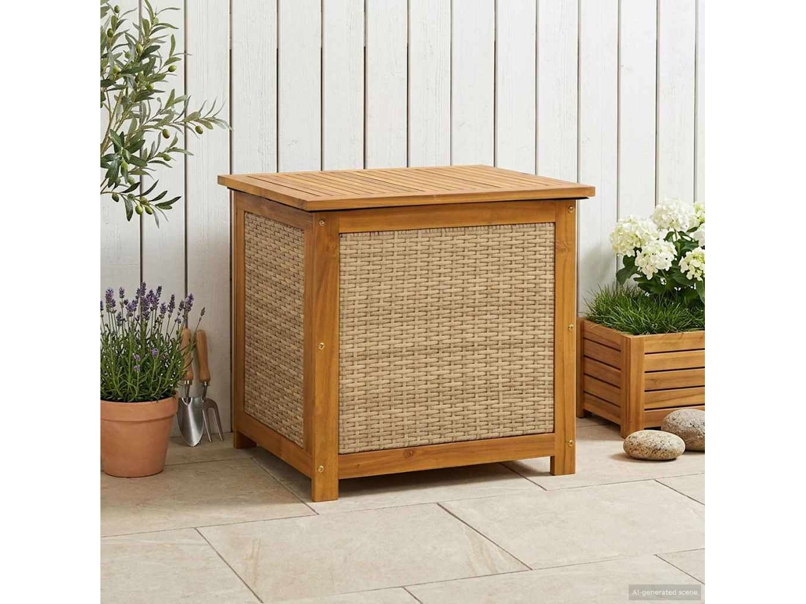 Vidaxl Caixa De Armazenamento Para Jardim 185 L 60 X 50 X 56 Cm Bege