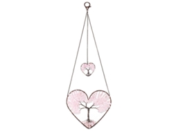 2026 adorno Pendente Redondo de Pedra Rose Quartz com Árvore da Vida para Decoração de Casa e Quarto