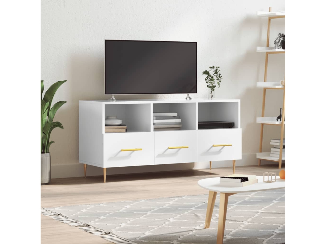 Vidaxl Móvel Para Tv 102x36x50 Cm Derivados Madeira Branco Brilhante