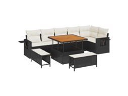 Conjunto 11 Conjunto De Sofá De Jardim Vidaxl Preto Vime Pe (289 X 192 X 85 Cm)