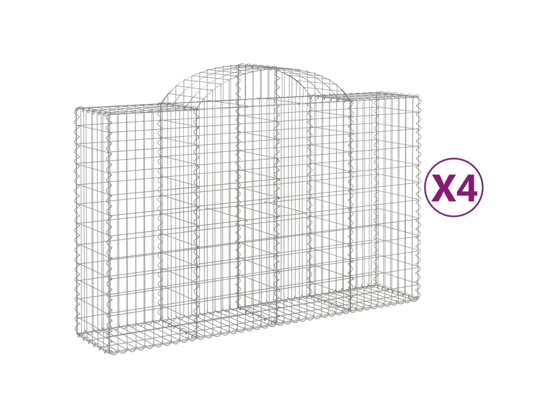 Gabion Basket, Gabion Baskets Vidaxl Prateado Ferro (200 X 50 X 120/140 Cm)