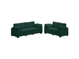 Conjunto de Sofá 2 Peças com Almofadas em Veludo Verde Escuro MAISON EXCLUSIVE