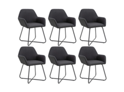 Vidaxl Cadeiras De Jantar 6 Pcs Tecido Preto