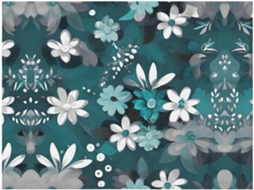 Manta de Flanela Ultramacia Phayah com Estampa Floral em Tons Azul petróleo e Branco Ideal para Sofá Cama Sala