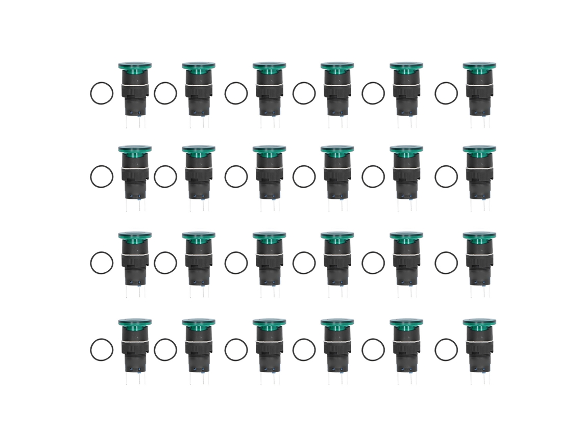 Botão De Pressão De Cabeça De Cogumelo Auto-bloqueio Com Luz Verde 25pcs Bemla1611mdsg Ac Dc24v 16mm