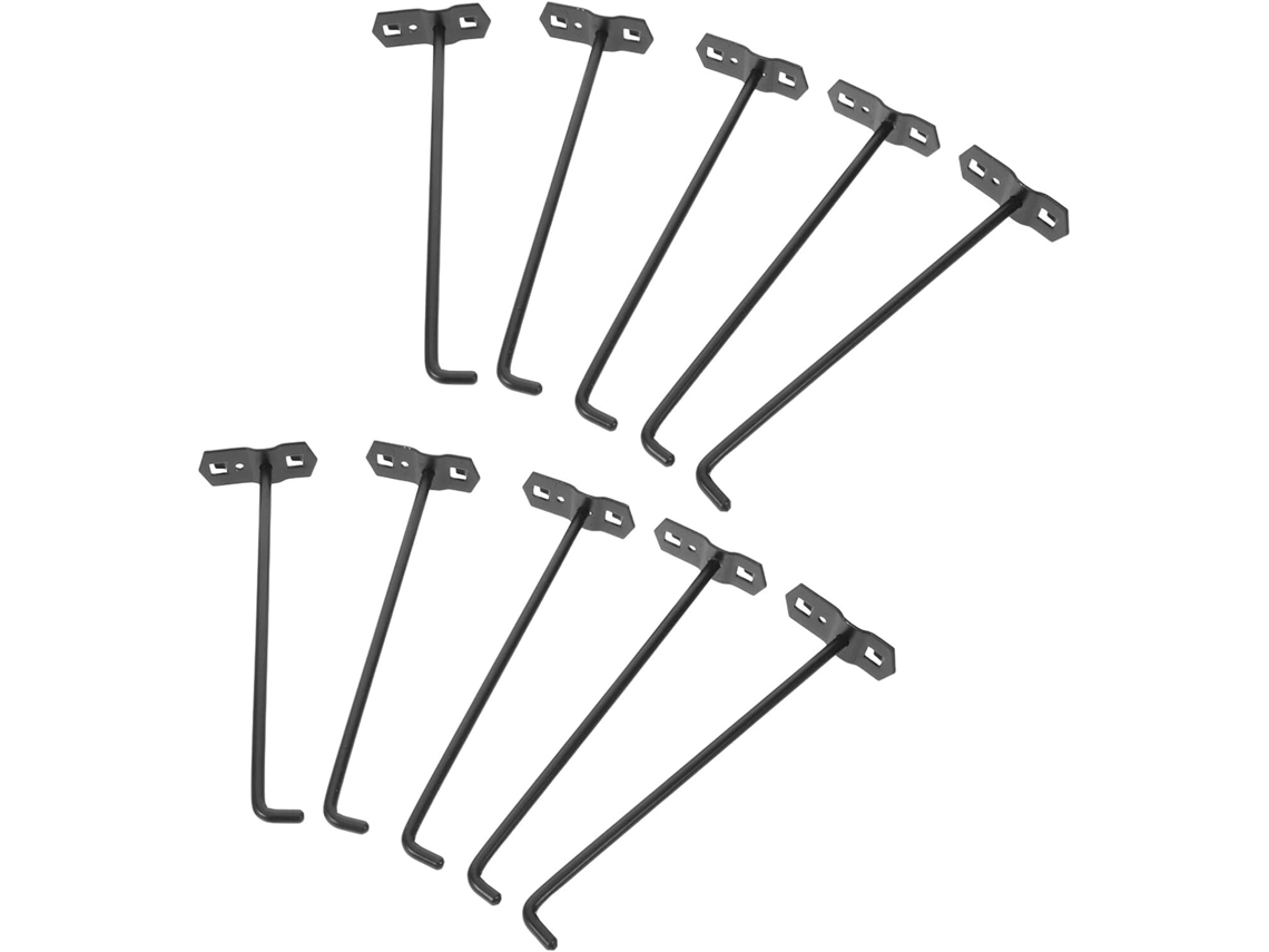 Conjunto de 10 Ganchos Quadrados para Painéis Perfurados, Suporte de Parede Resistente para Ferramentas e Expositores. SFUSHOS