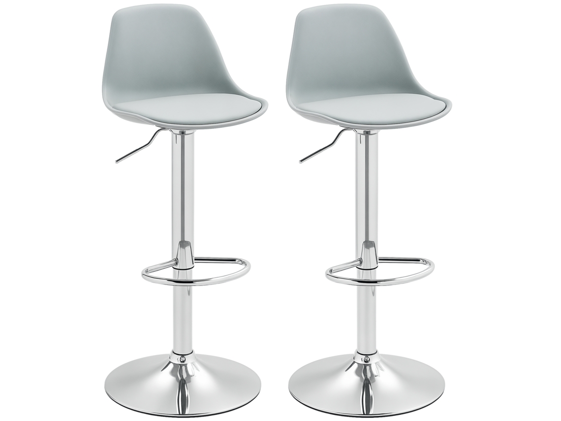 Conjunto De 2 Banquinhos, Cadeiras De Bar, Cadeiras Giratórias Com Encosto, Ajuste Em Altura, Carregáveis Até 120 Kg, 42 X 38 X 82-104 Cm, Cinza Kd