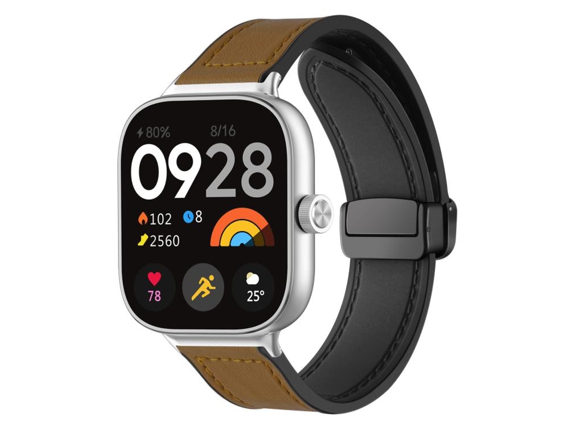 Bracelete para Redmi Watch 6 / 5 / 4 Fecho Magnético Estampa Crazy Horse Marrom Claro XIAOMOYU