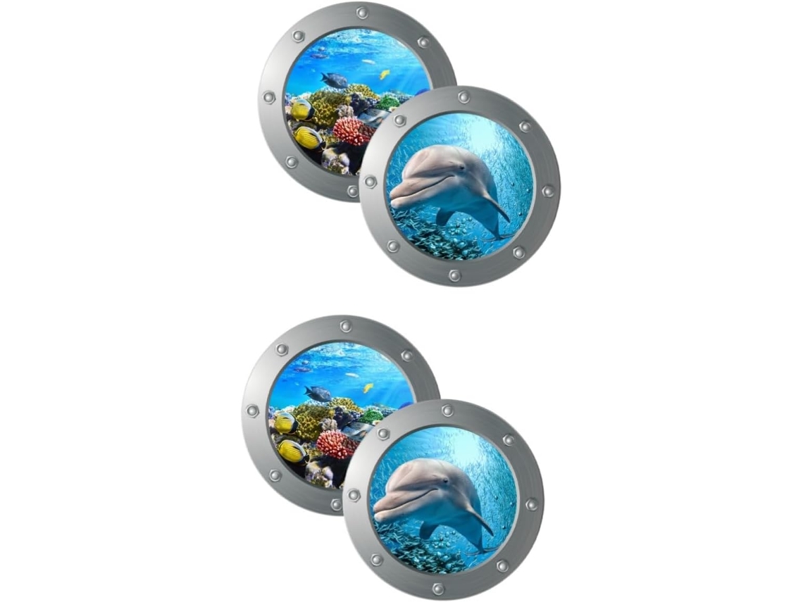 Conjunto De 4 Adesivos De Parede Com Animais Marinhos Para Decoração De Janelas.