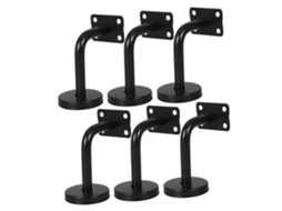 Conjunto de 6 Suportes para Corrimão de Escada em Aço Inoxidável Preto, Práticos e Confortáveis. SFUSHOS